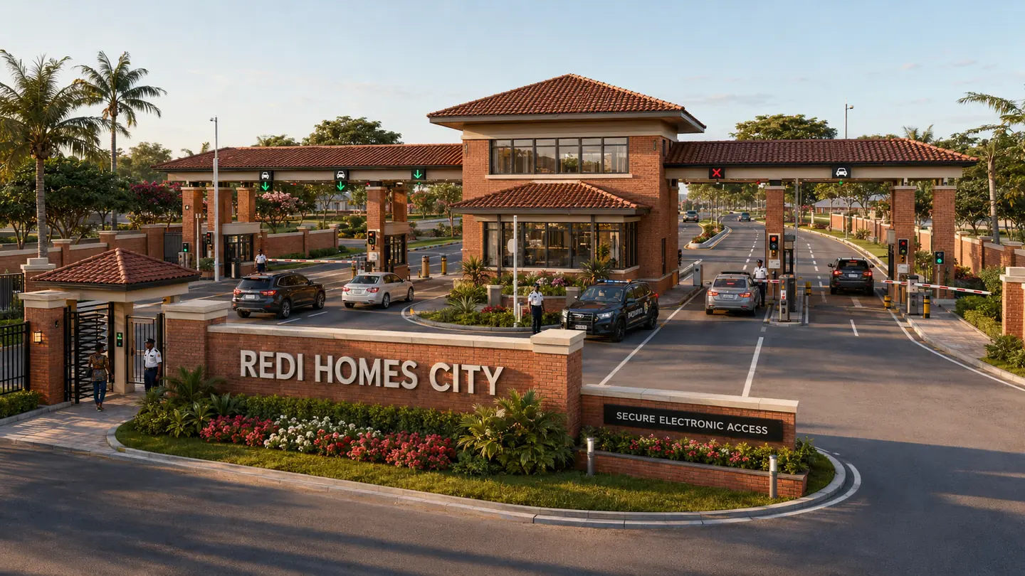 Modern electronically controlled entrance gate to Redi Homes City